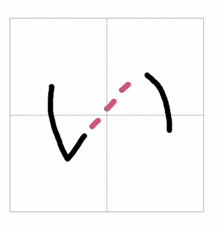 Hiragana handwriting tip: the small flick (hane) at the end of the stroke
